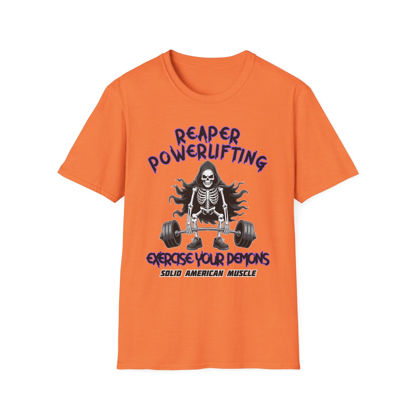 Solid American Muscle - Reaper Powerlifting - Grim Reaper Halloween Gym T-Shirt