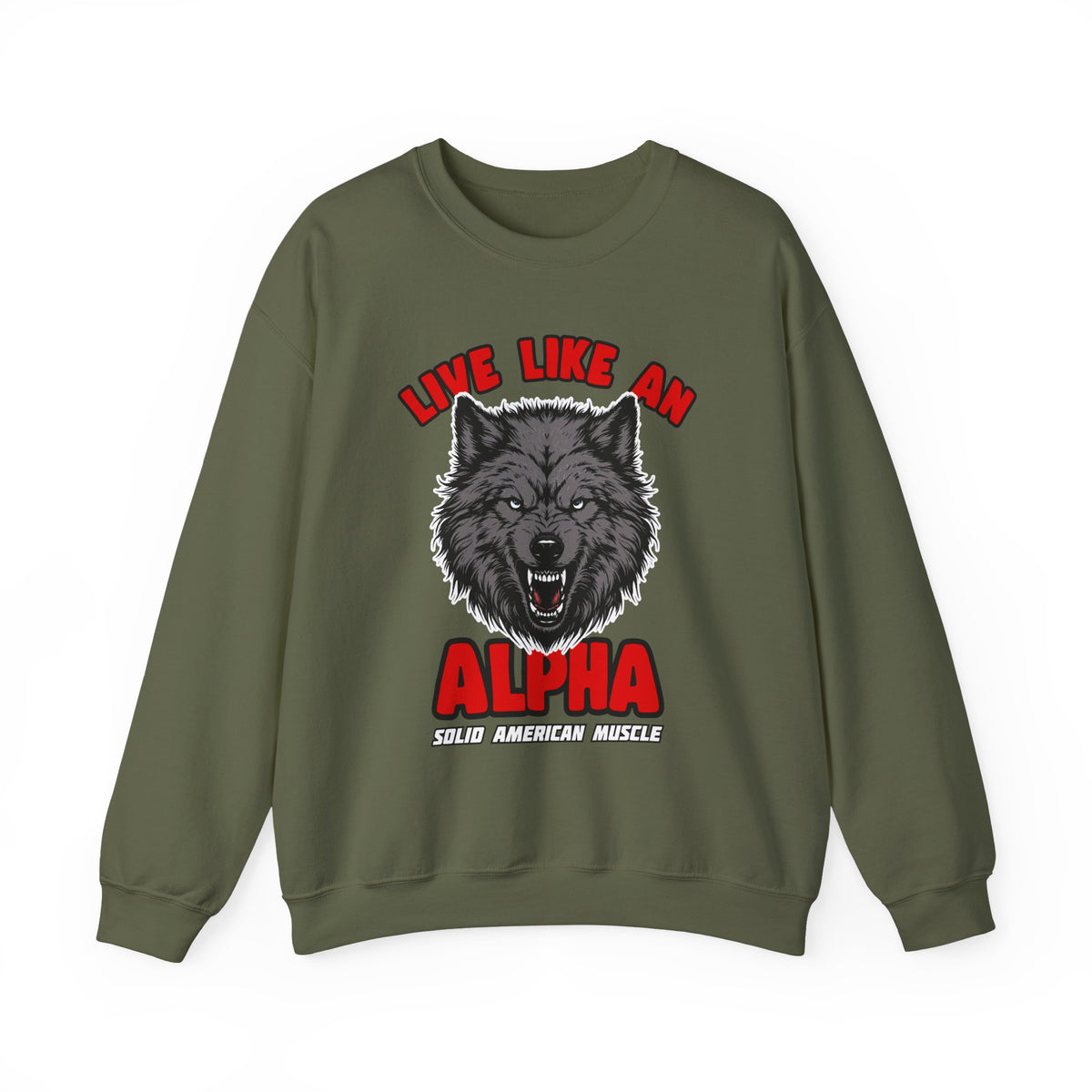 Solid American Muscle - Live Like an Alpha - Gray Wolf Sweatshirt