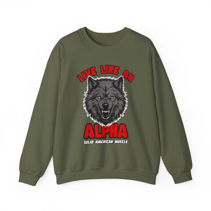 Solid American Muscle - Live Like an Alpha - Gray Wolf Sweatshirt