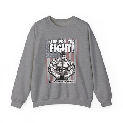 Solid American Muscle - Live For The Fight - USA Flag Sweatshirt