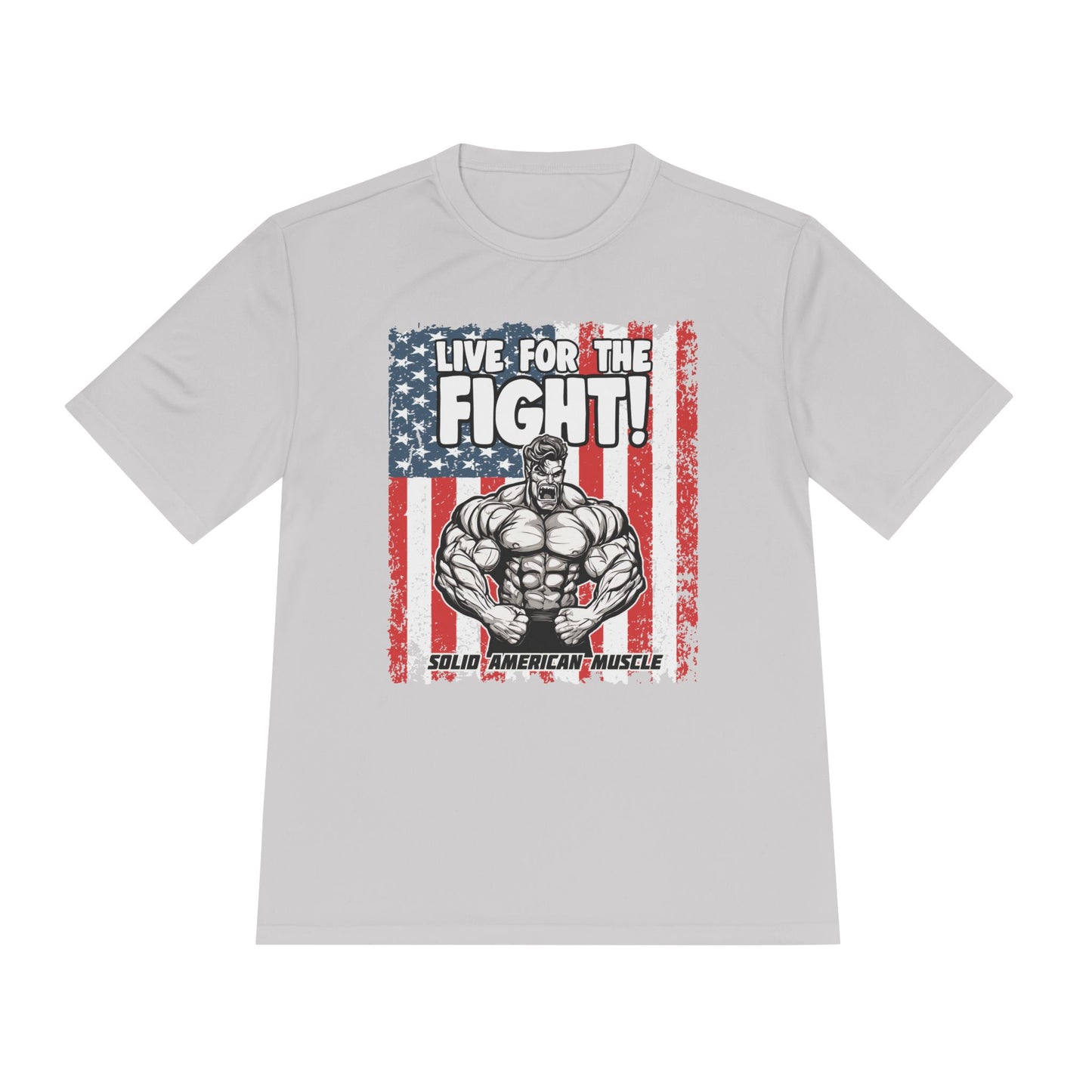 Solid American Muscle - Live for the Fight - USA Flag Moisture Wicking T-Shirt