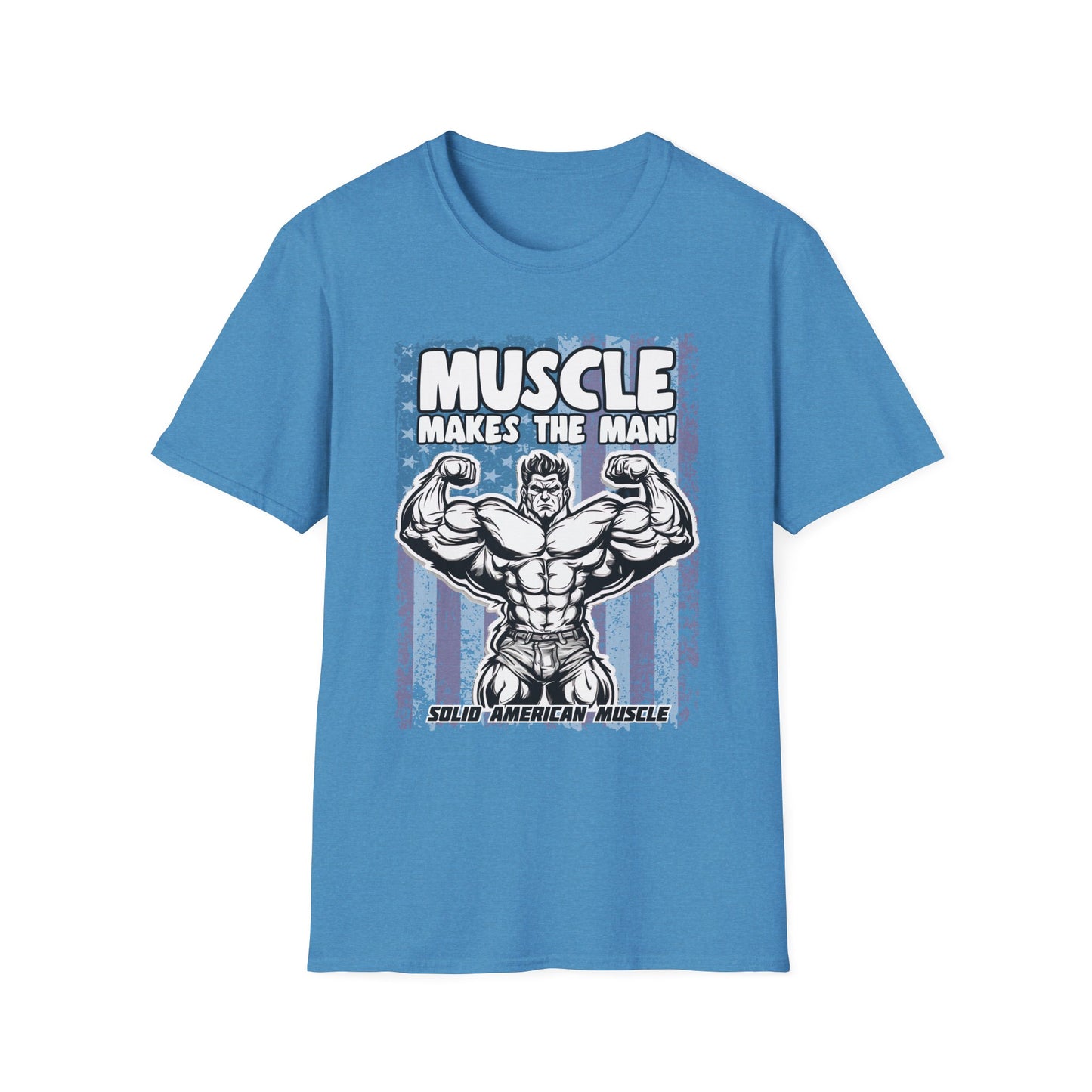 Solid American Muscle - Muscle Makes The Man - USA Flag T-Shirt