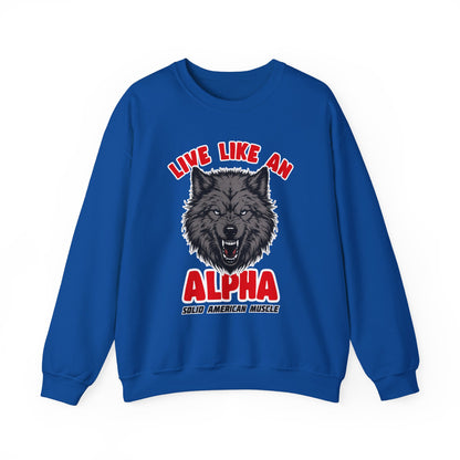 Solid American Muscle - Live Like an Alpha - Gray Wolf Sweatshirt