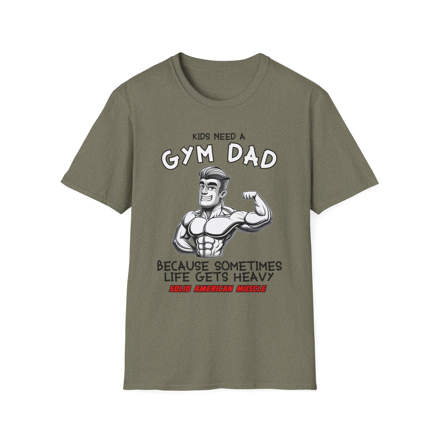 Solid American Muscle - Kids Need a Gym Dad - Funny Father's Day T-Shirt