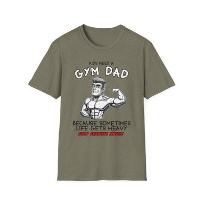 Solid American Muscle - Kids Need a Gym Dad - Funny Father's Day T-Shirt