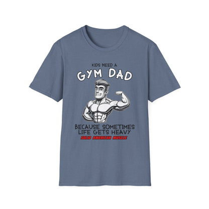 Solid American Muscle - Kids Need a Gym Dad - Funny Father's Day T-Shirt