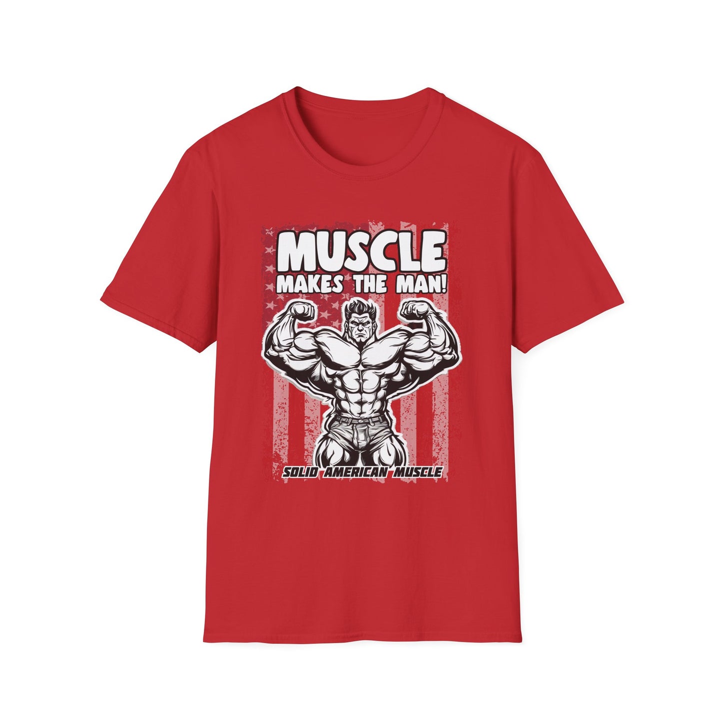 Solid American Muscle - Muscle Makes The Man - USA Flag T-Shirt