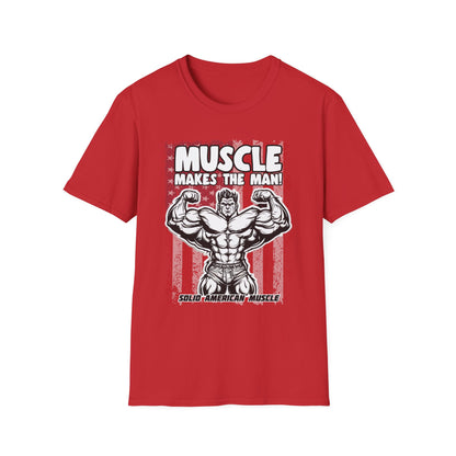 Solid American Muscle - Muscle Makes The Man - USA Flag T-Shirt