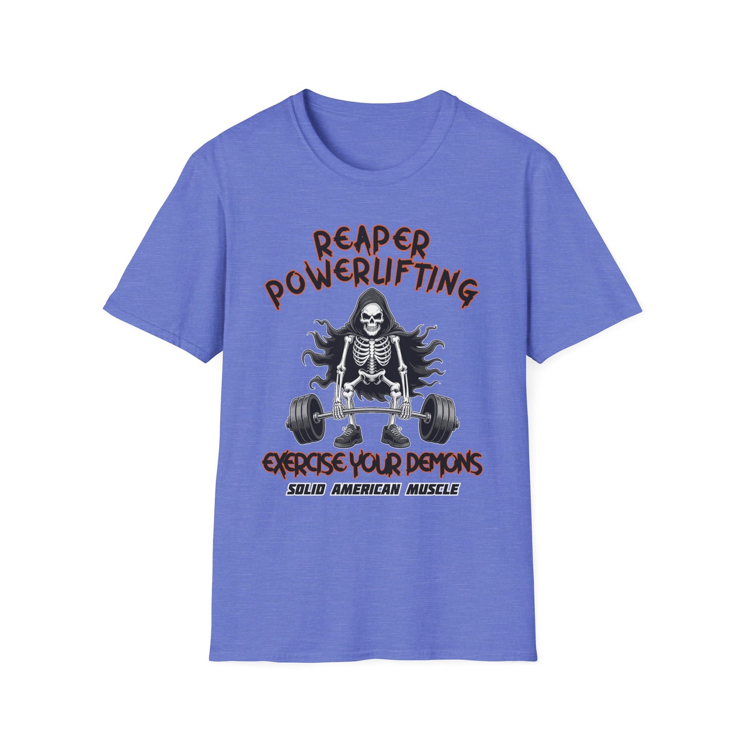 Solid American Muscle - Reaper Powerlifting - Grim Reaper Halloween Gym T-Shirt