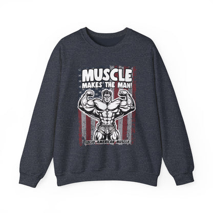 Solid American Muscle - Muscle Makes The Man - USA Flag Sweatshirt