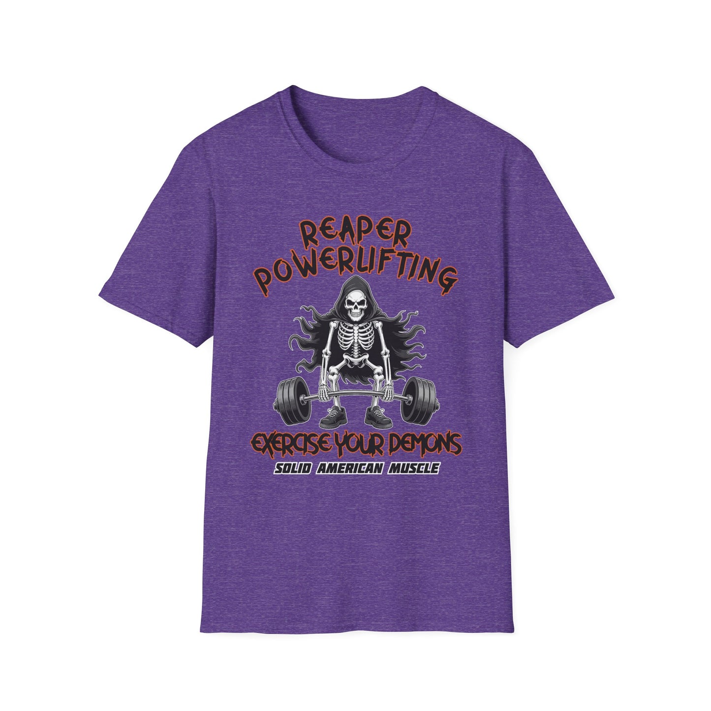 Solid American Muscle - Reaper Powerlifting - Grim Reaper Halloween Gym T-Shirt