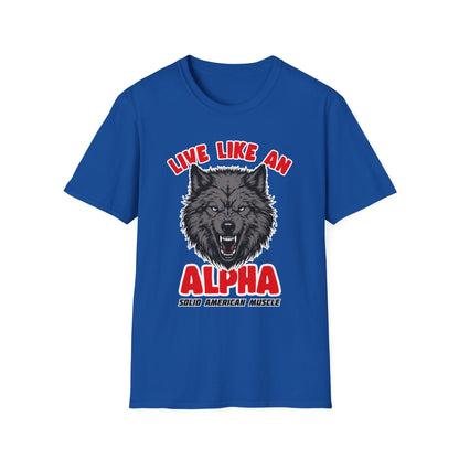 Solid American Muscle - Live Like an Alpha - Gray Wolf T-Shirt