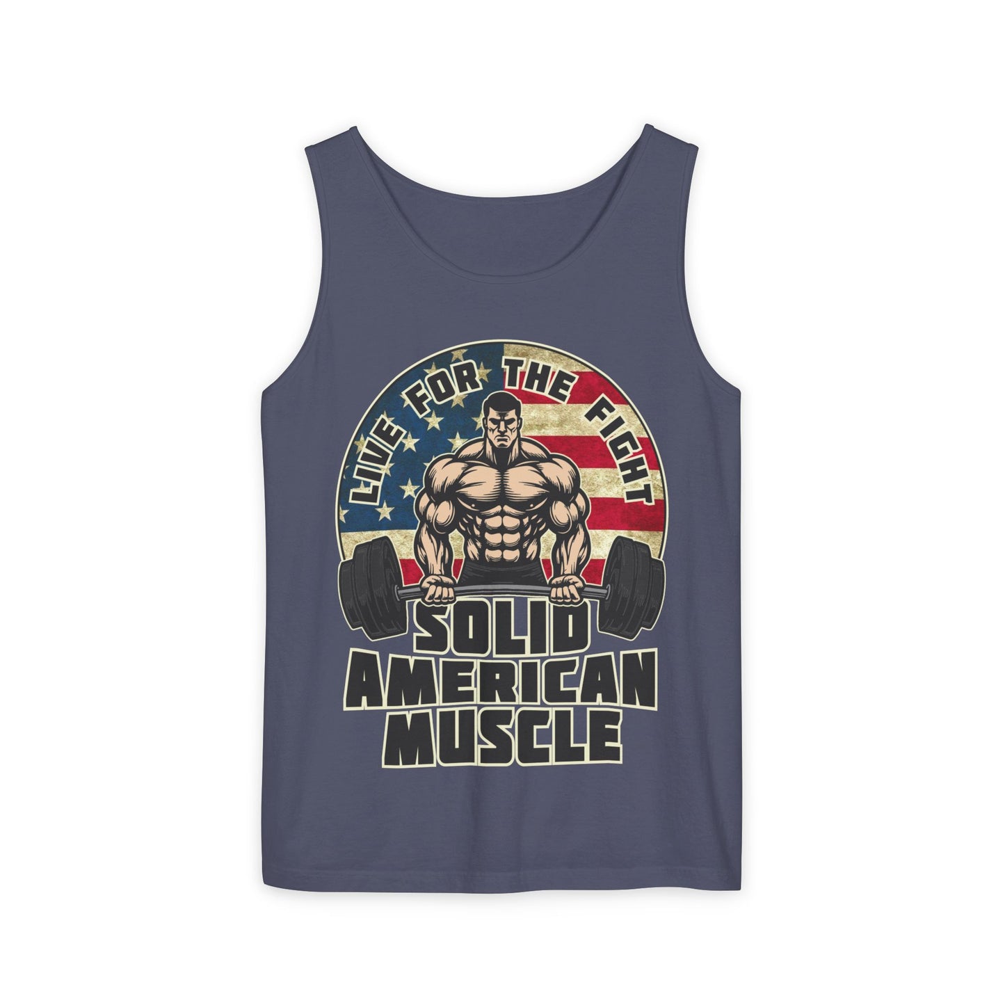 Solid American Muscle - Live for the Fight - Rustic Logo - Tank Top