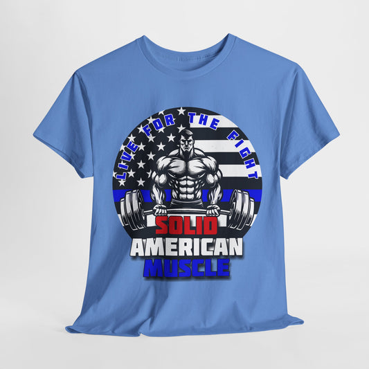 Solid American Muscle - Thin Blue Line Tribute Logo T-Shirt