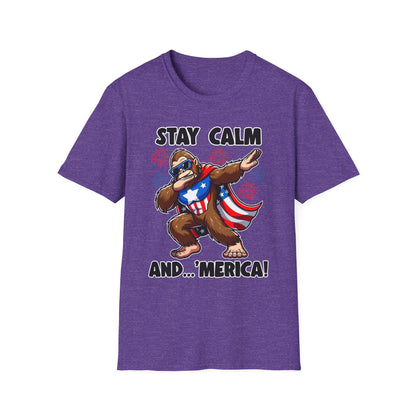 Patriot Collection - Stay Calm and 'Merica - Dabbin' Bigfoot - T-Shirt