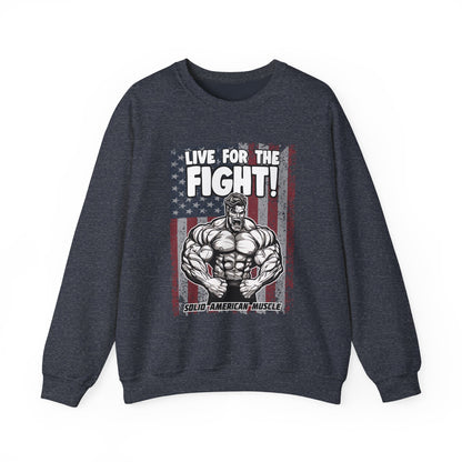 Solid American Muscle - Live For The Fight - USA Flag Sweatshirt