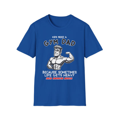Solid American Muscle - Kids Need a Gym Dad - Funny Father's Day T-Shirt