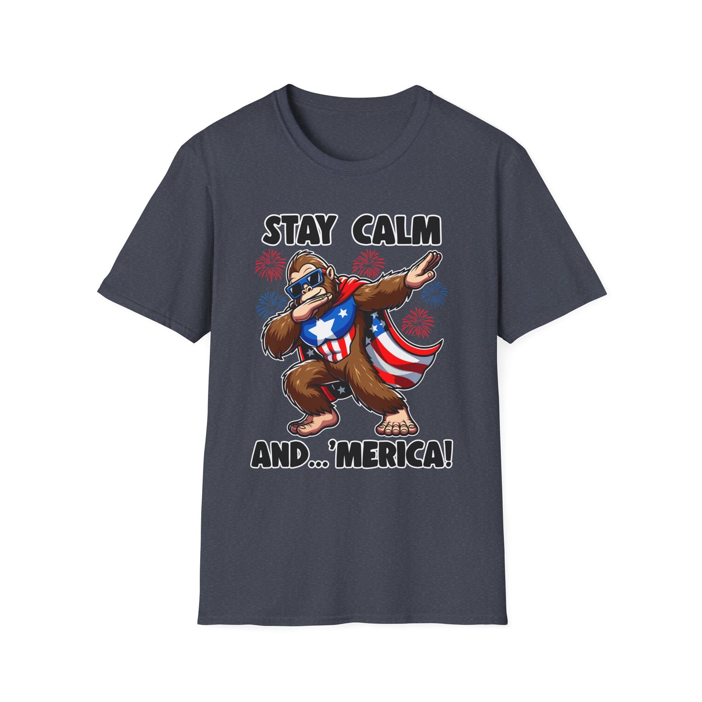 Patriot Collection - Stay Calm and 'Merica - Dabbin' Bigfoot - T-Shirt
