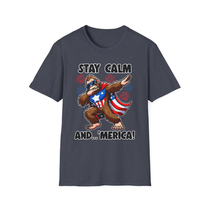 Patriot Collection - Stay Calm and 'Merica - Dabbin' Bigfoot - T-Shirt