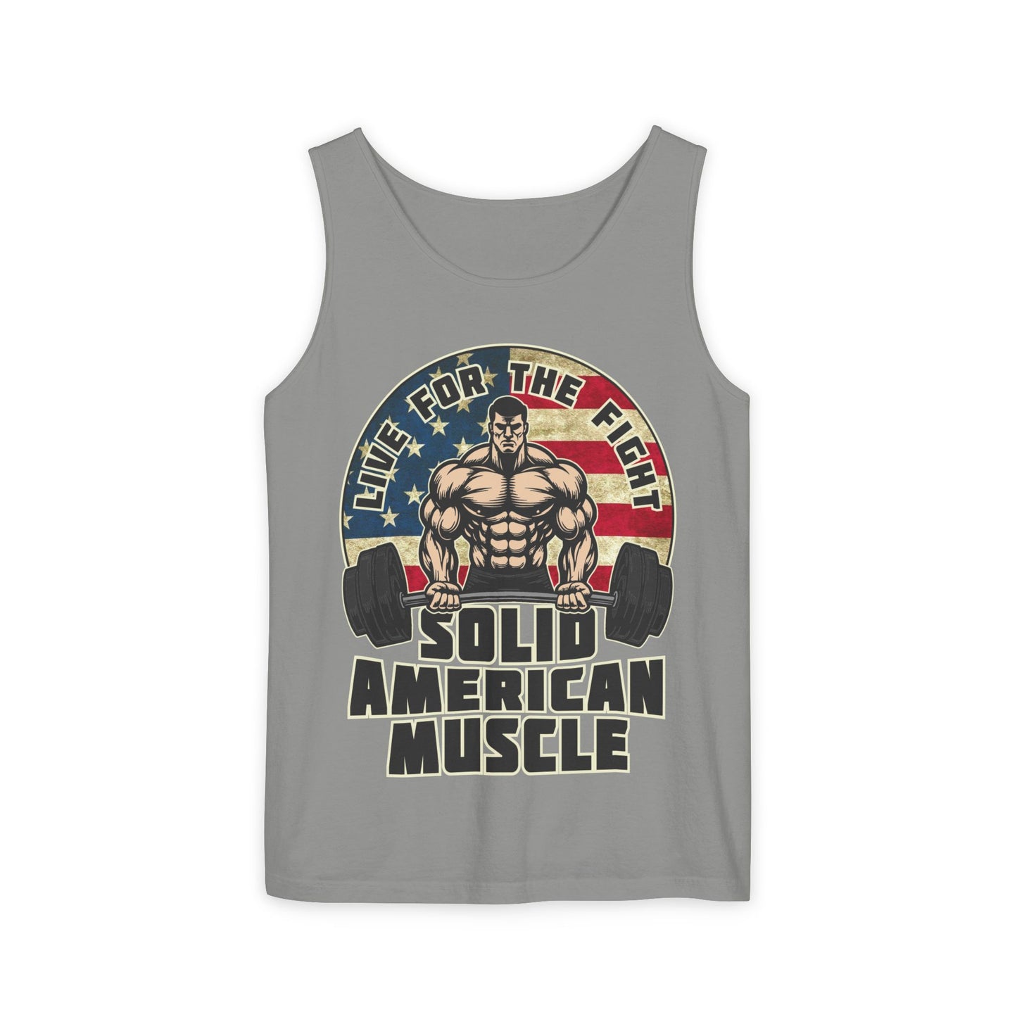 Solid American Muscle - Live for the Fight - Rustic Logo - Tank Top
