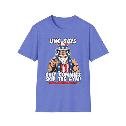 Solid American Muscle - Only Commies Skip the Gym! - Uncle Sam T-Shirt