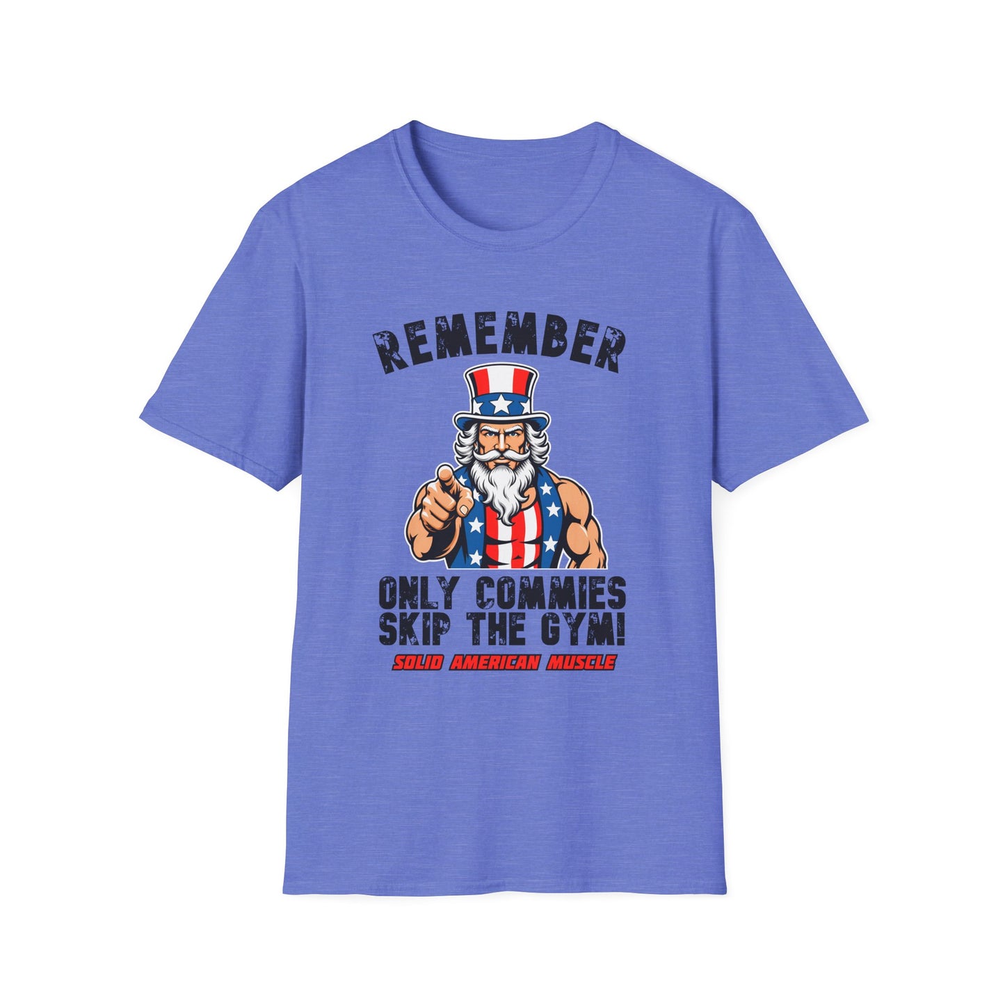 Solid American Muscle - Only Commies Skip the Gym! - Uncle Sam T-Shirt