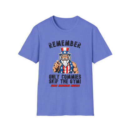 Solid American Muscle - Only Commies Skip the Gym! - Uncle Sam T-Shirt