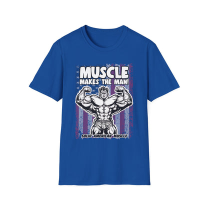 Solid American Muscle - Muscle Makes The Man - USA Flag T-Shirt