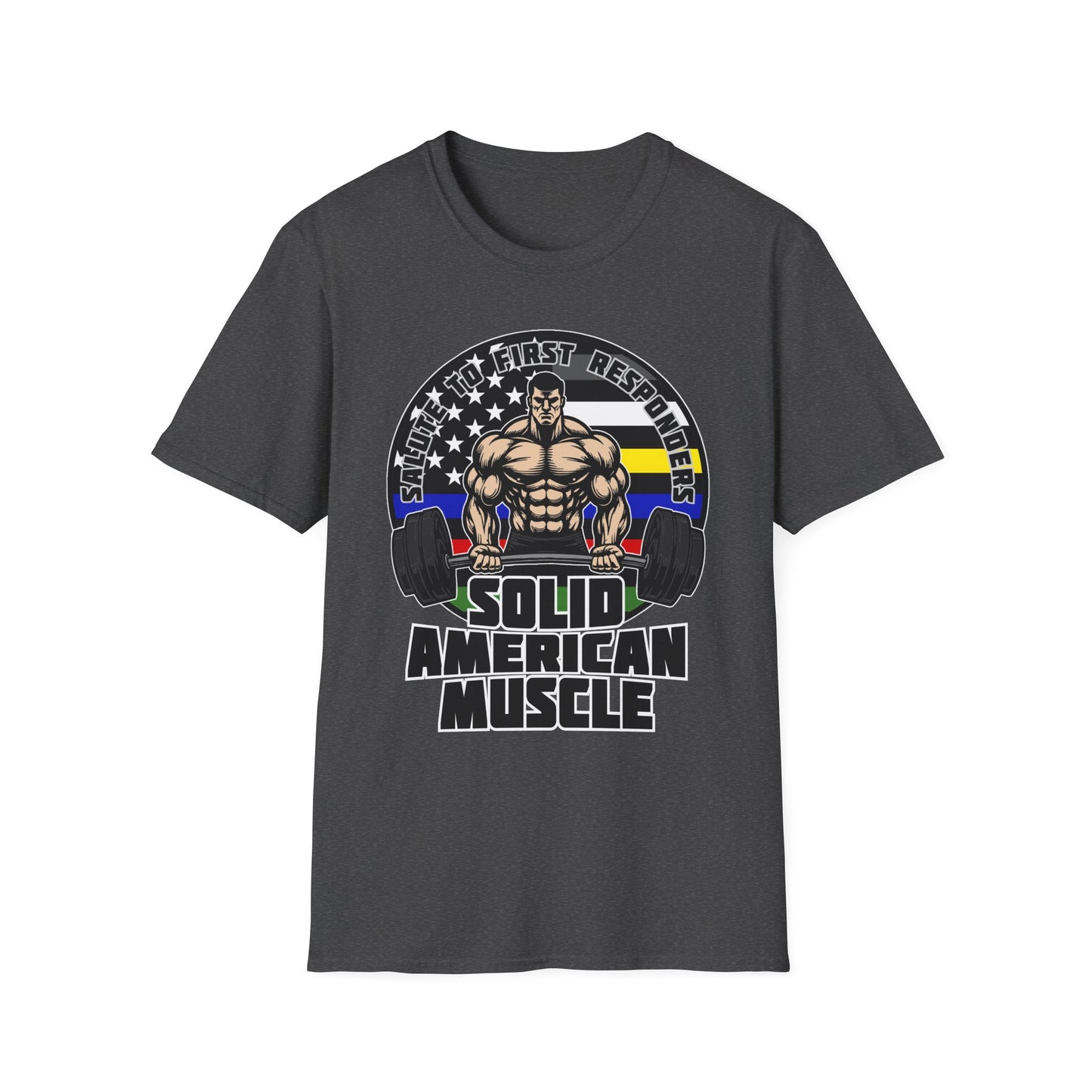 Solid American Muscle - Salute to First Responders - Logo T-Shirt