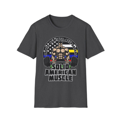 Solid American Muscle - Salute to First Responders - Logo T-Shirt