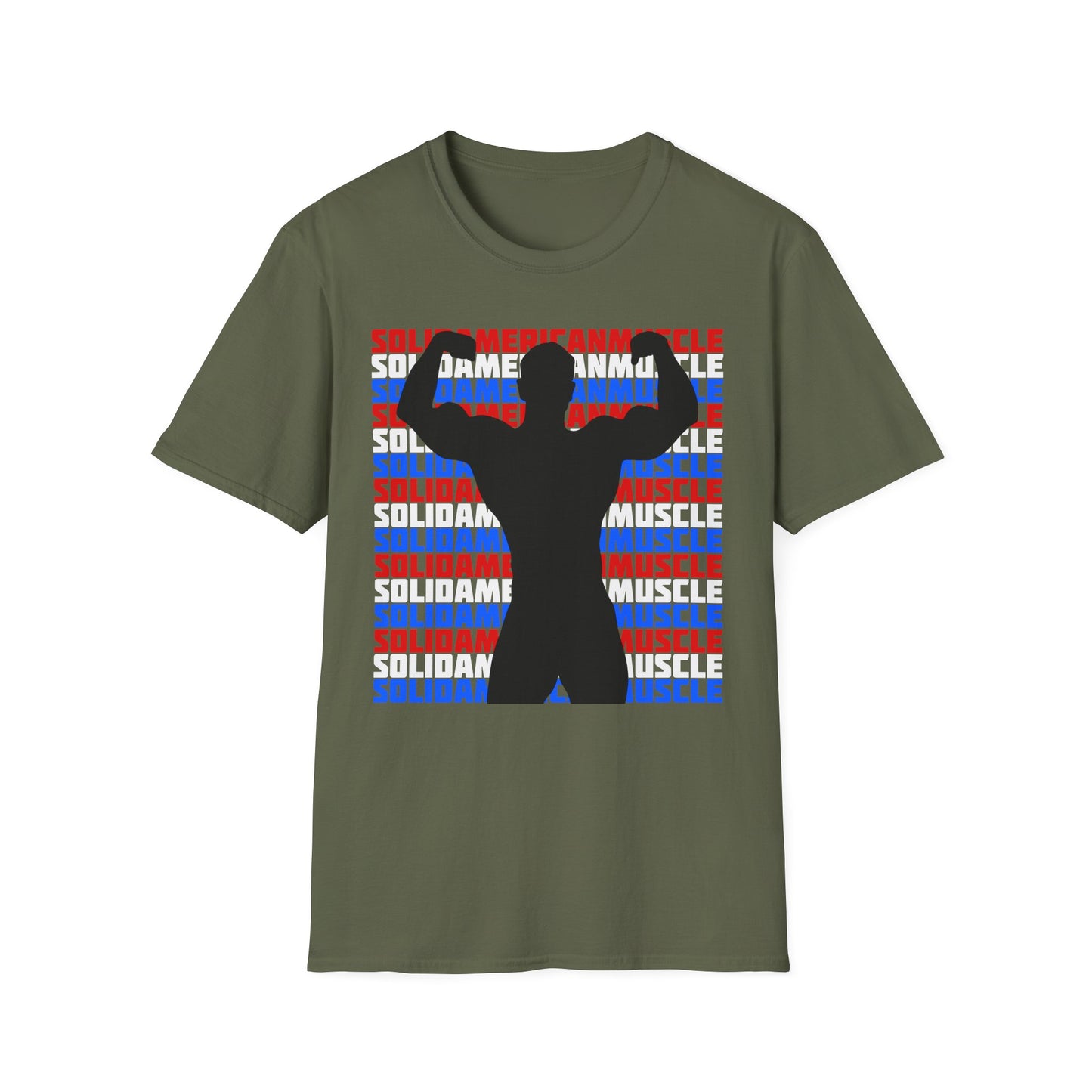 Solid American Muscle - Double Front Bicep Flex Silhouette T-Shirt
