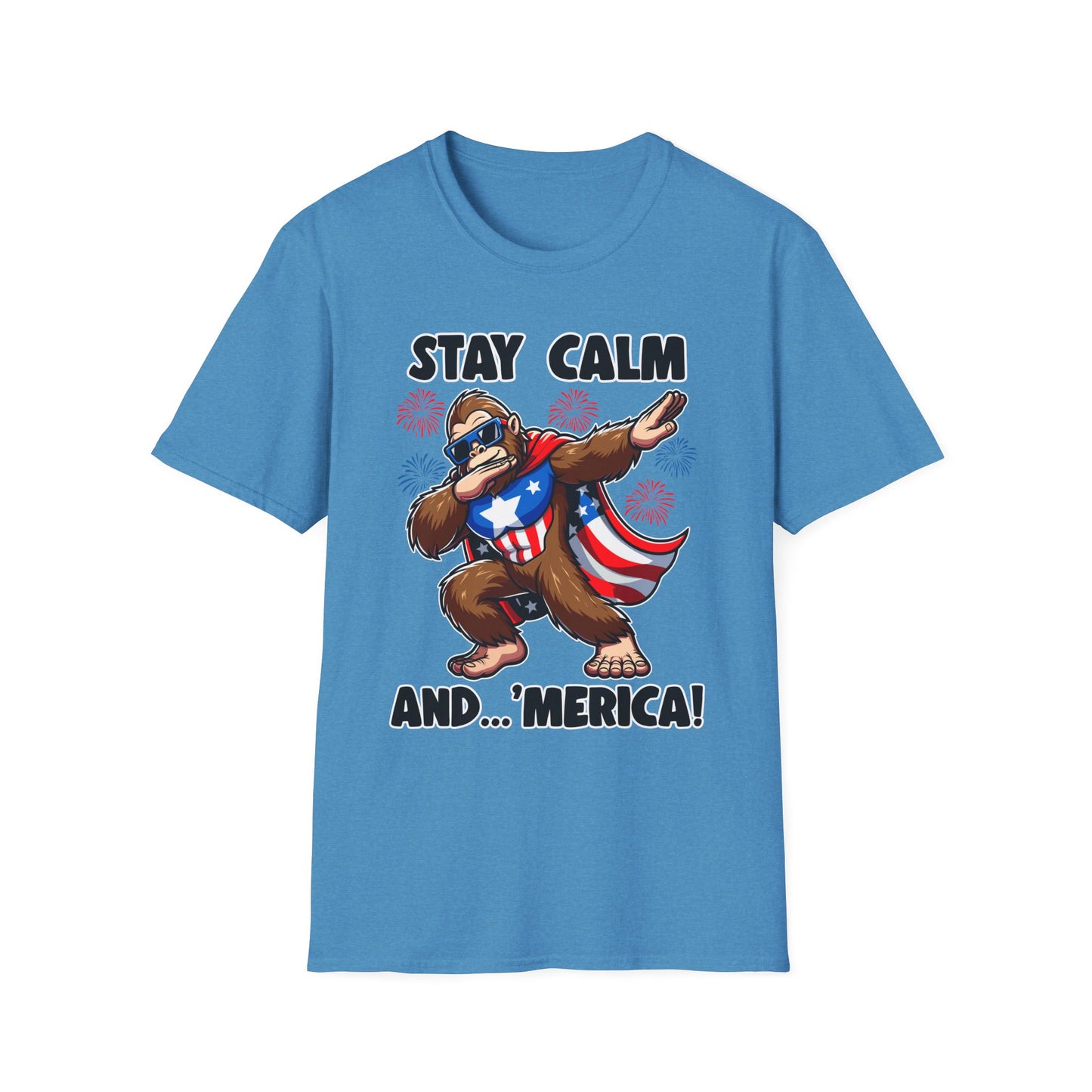 Patriot Collection - Stay Calm and 'Merica - Dabbin' Bigfoot - T-Shirt