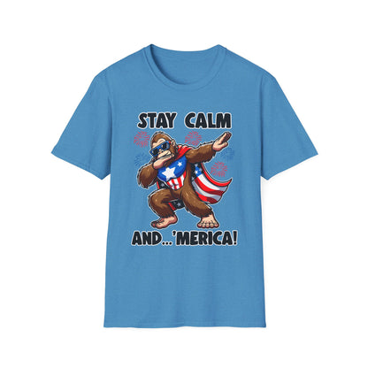 Patriot Collection - Stay Calm and 'Merica - Dabbin' Bigfoot - T-Shirt
