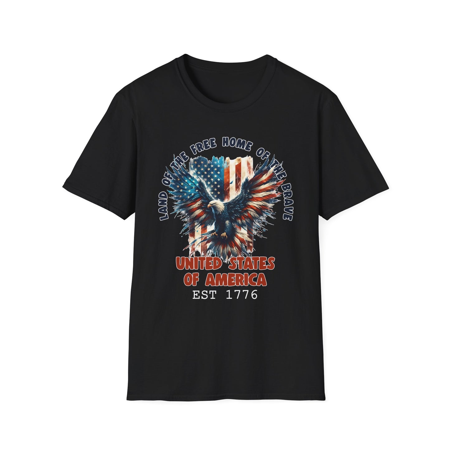 Patriot Collection - Land of the Free Home of the Brave - USA Flag Eagle T-Shirt