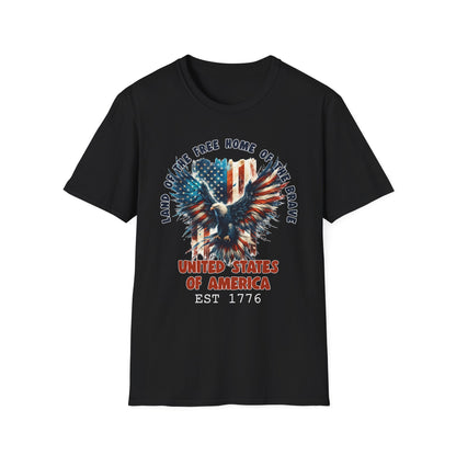 Patriot Collection - Land of the Free Home of the Brave - USA Flag Eagle T-Shirt