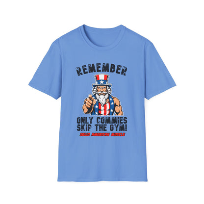 Solid American Muscle - Only Commies Skip the Gym! - Uncle Sam T-Shirt
