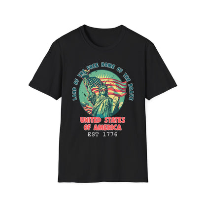 Patriot Collection - Land of the Free Home of the Brave - Statue of Liberty Patriotic T-Shirt