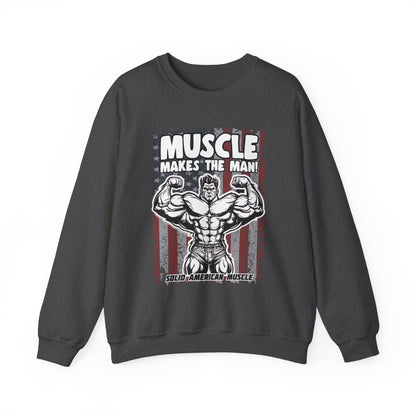 Solid American Muscle - Muscle Makes The Man - USA Flag Sweatshirt