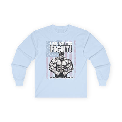 Solid American Muscle - Live For The Fight - USA Flag - Long Sleeve T-Shirt