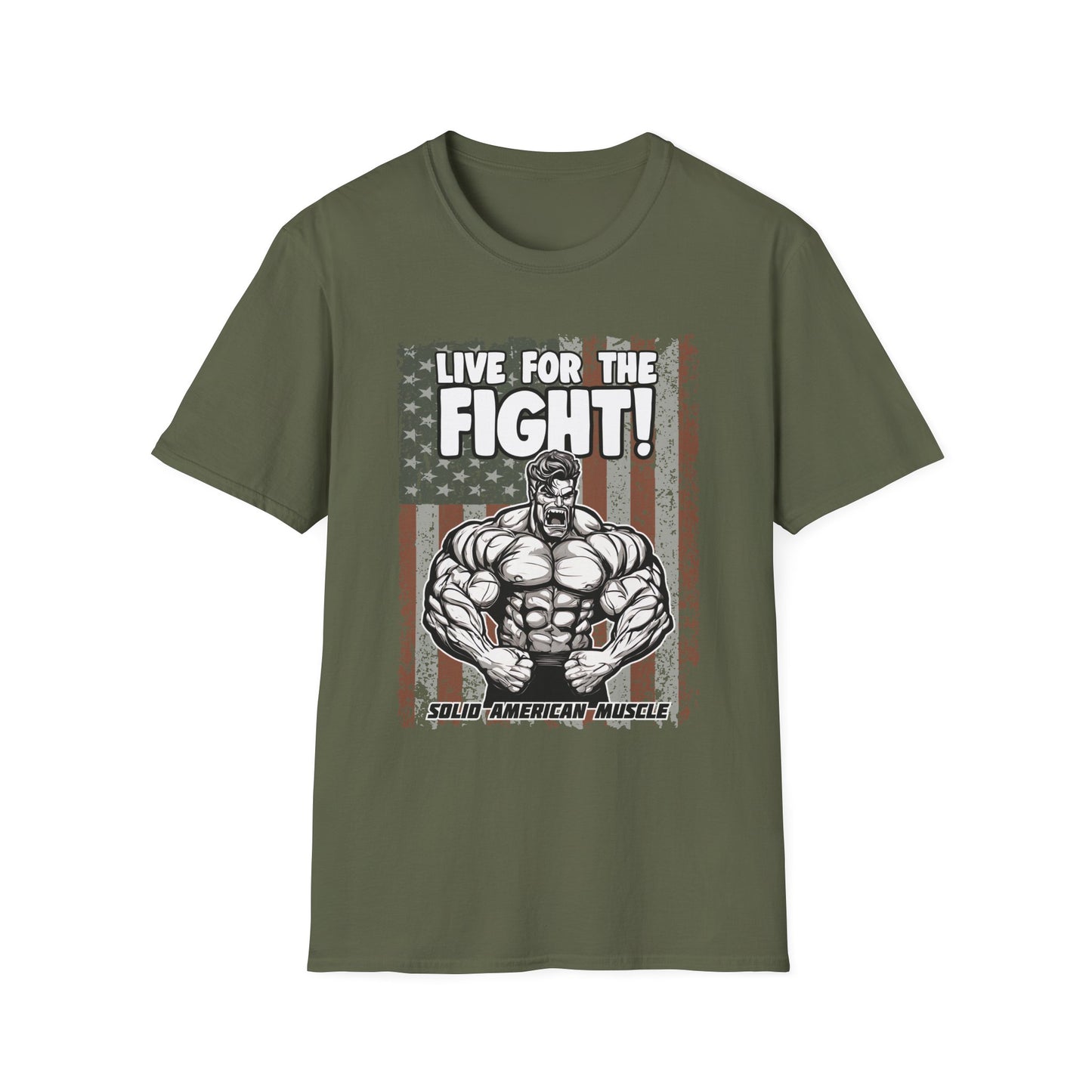 Solid American Muscle - Live for the Fight - USA Flag T-Shirt