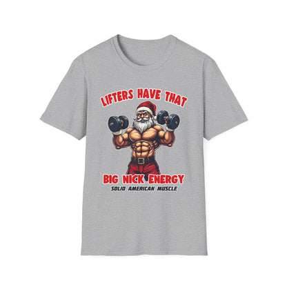 Solid American Muscle - Big Nick Energy - Ripped Santa Christmas T-Shirt