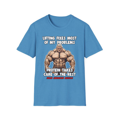 Solid American Muscle - Lifting Fixes Most of My Problems T-Shirt