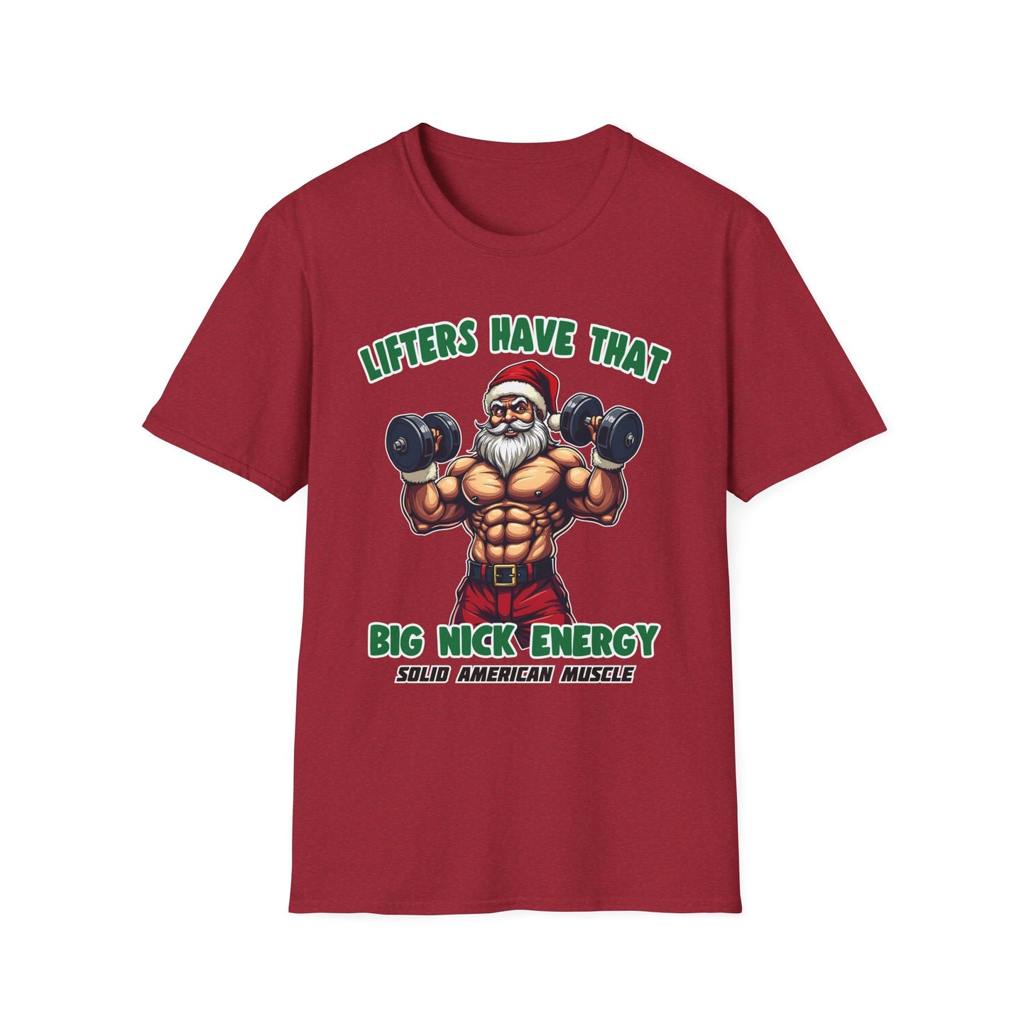 Solid American Muscle - Big Nick Energy - Ripped Santa Christmas T-Shirt