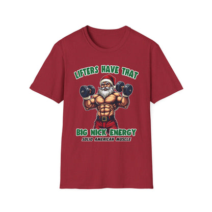 Solid American Muscle - Big Nick Energy - Ripped Santa Christmas T-Shirt