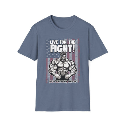 Solid American Muscle - Live for the Fight - USA Flag T-Shirt