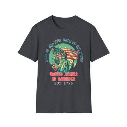 Patriot Collection - Land of the Free Home of the Brave - Statue of Liberty Patriotic T-Shirt