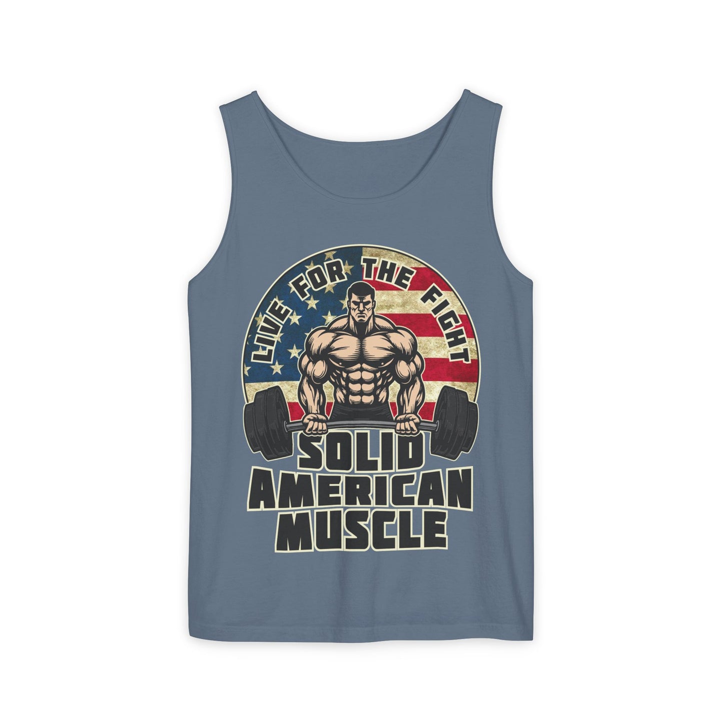Solid American Muscle - Live for the Fight - Rustic Logo - Tank Top