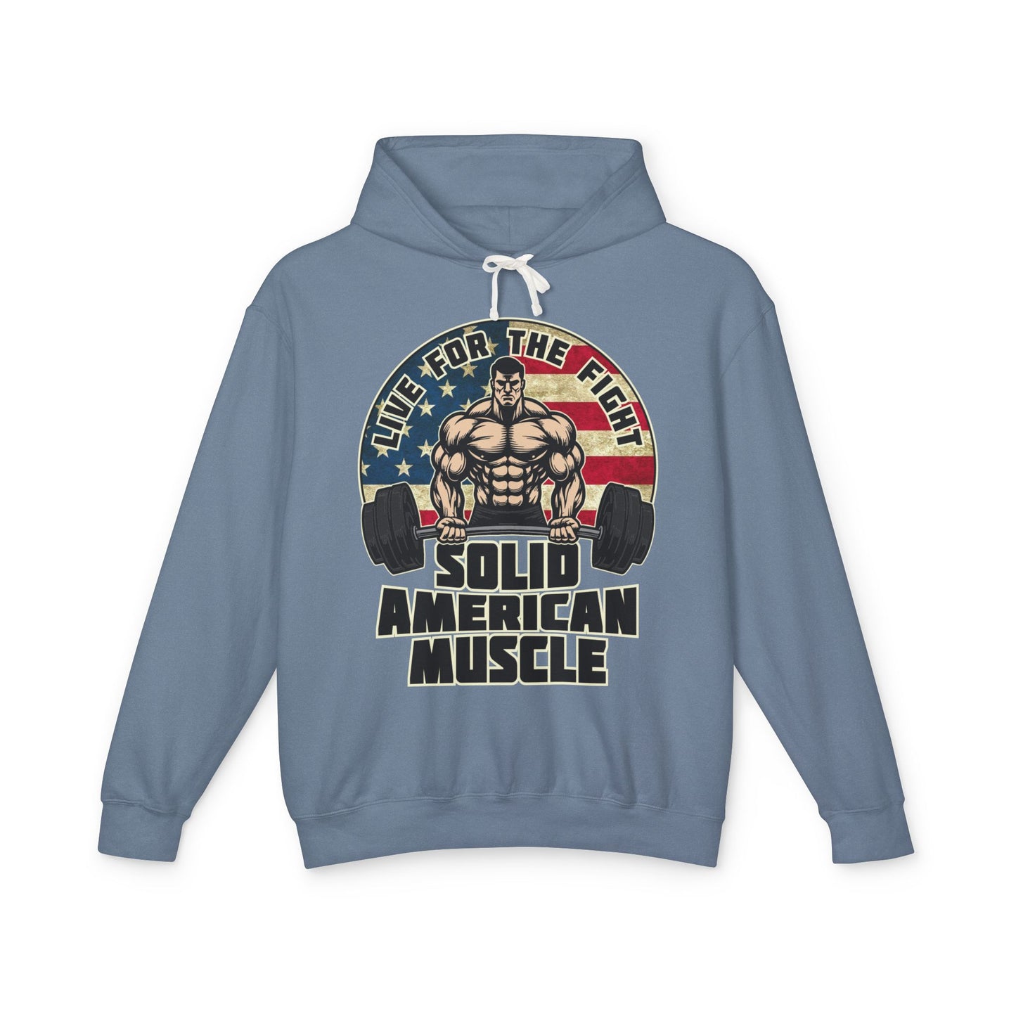 Solid American Muscle - Live for the Fight - Rustic Logo - Gym Hoodie / Pullover