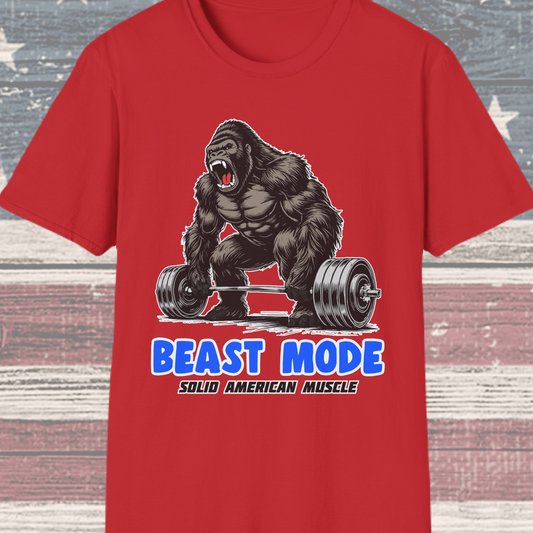 Solid American Muscle - Beast Mode - Silverback Gorilla T-Shirt