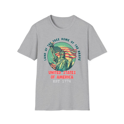 Patriot Collection - Land of the Free Home of the Brave - Statue of Liberty Patriotic T-Shirt